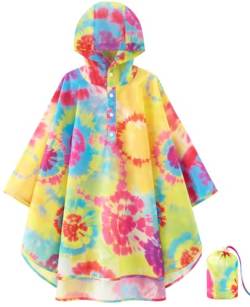 WAWSAM Leichte Kinders Regenponcho Wiederverwendbar Mädchen Jungen Regenmantel mit Kapuze Wasserdichter Regenponcho für Kleinkinder Atmungsaktiv Regenmantel mit Meerjungfrauen Muster von WAWSAM