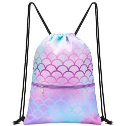 WAWSAM Rucksack mit Kordelzug für Kinder – 34x45 cm, gebunden, Sport-Turnbeutel, wasserdicht, für Strand, Schwimmen, Schule, Reisen, Geburtstag, Weihnachten, blau, M von WAWSAM