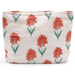 WAYSEAR Make-up-Tasche, Blumen-Kosmetiktaschen für Frauen und Mädchen, große Kapazität, Cord-Make-up-Tasche, Reise-Kulturbeutel, Kosmetik-Organizer-Tasche mit Reißverschluss, Red Flower, von WAYSEAR