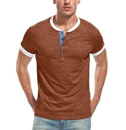 WAZZAP Henley Shirt Herren Kurzarm Casual Slim Fit Rundhals T Shirt mit Knopfleiste Grandad-Ausschnitt von WAZZAP