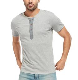 WAZZAP Henley Shirt Kurzarm Herren Casual Slim Fit with Buttons T-Shirts mit Grandad-Ausschnitt von WAZZAP