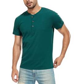 WAZZAP Henley Shirt Kurzarm Herren Casual Slim Fit with Buttons T-Shirts mit Grandad-Ausschnitt von WAZZAP