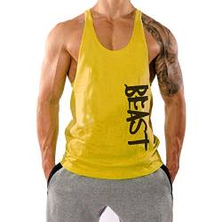 WAZZAP Herren Beast Muskelshirt Stringer Tank Top Bodybuilding Gym Fitness Sport Ärmellos Achselshirts T-Shirt von WAZZAP