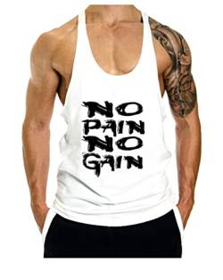 WAZZAP Herren No Pain No Gain Bodybuilding Tank Top Stringers Gym Fitness Sport Muskelshirt Ärmellos T-Shirt von WAZZAP