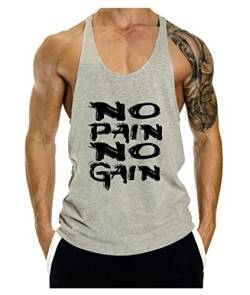 WAZZAP Herren No Pain No Gain Bodybuilding Tank Top Stringers Gym Fitness Sport Muskelshirt Ärmellos T-Shirt von WAZZAP