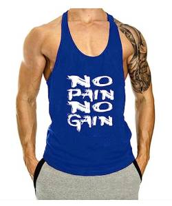WAZZAP Herren No Pain No Gain Bodybuilding Tank Top Stringers Gym Fitness Sport Muskelshirt Ärmellos T-Shirt von WAZZAP