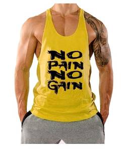 WAZZAP Herren No Pain No Gain Bodybuilding Tank Top Stringers Gym Fitness Sport Muskelshirt Ärmellos T-Shirt von WAZZAP