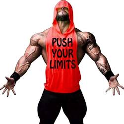 WAZZAP Herren Tank Top Fitness Ärmelloser Muskelshirt Bodybuilding Gym Workout Sport T-Shirt Hoodie mit Tasche von WAZZAP