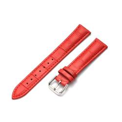 WAikub 10mm – 24mm Uhrenarmband, Leder, universelles Uhren-Ersatzarmband, Herren- und Damen-Uhrenzubehör, Rot, 15mm von WAikub