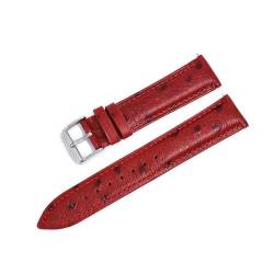 WAikub Armband aus Leder mit Strauß-Aufdruck, 18mm – 22mm, Schnellverschluss, Federsteg, Uhrenarmband, Uhrenzubehör, Rot, 22mm von WAikub
