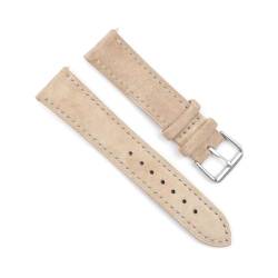 WAikub Wildleder-Uhrenarmband, 18mm, 19mm, 20mm, 22mm, 24mm, Uhrenarmbänder, Edelstahl-Schnalle, Uhrenzubehör, Beige, 18mm von WAikub