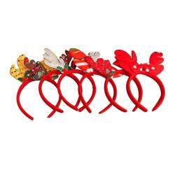 5 Stück Weihnachts-Stirnband aus Weicher Baumwolle, Edelstahl, Rentiergeweih, Weihnachtsmann, Weihnachtsfeier, Haarreifen (B) von WBTY