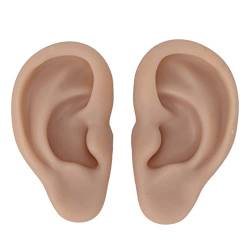 Fake Ear 1 Paar Silikon-Ohrmodell, Weiches, Flexibles Simulations-Ohrmodell für Ohrringe, Display, Ohrpiercing-Übung (Dunkler Hautton) von WBTY