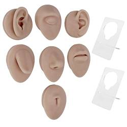 Silikon-Piercing-Körpermodell, Weiches Silikon-Ohr-Mund-Nasen-Auge-Zunge-Nabel-Modell mit Präsentationsständer für die Piercing-Übung (C) von WBTY