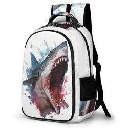 Schulrucksack Jungen Teenager Personalisierter Wilder Hai Schulranzen Wasserdichter Großer Rucksack Jugend,Kinderrucksack von WCEECE