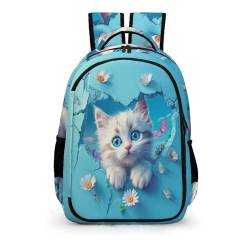 WCEECE Büchertasche Katze 3D Schultasche Jungen 1. Klasse Schulranzen Mädchen Tier Leichter Reise Outdoor Freizeit von WCEECE