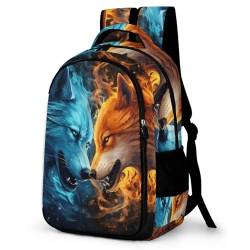 WCEECE Rucksack,Damen & Herren Backpack Mit Tier Wolf Wölfe Aufdruck,Unisex Daypack Schulrucksack,Wasserdichter Tagesrucksack Für Freizeit Schule Job von WCEECE