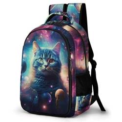 WCEECE Rucksack Herren Galaxie-Katze Schulrucksack, Laptop-Rucksack Für Jungen Mädchen Für Unisex College-Rucksack Daypack von WCEECE