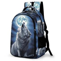 WCEECE Rucksack Jungen Tier Wolf Schulrucksack Mädchen Teenager Jugendliche Coole Schule Daypacks Kinder Schultasche Freizeit Groß Schulranzen Ranzen Schultertaschen von WCEECE