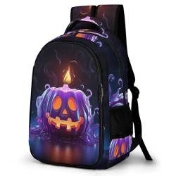 WCEECE Schulrucksack Für Jungen Mädchen Schulrucksack Halloween-Kürbis Druck Rucksack Jugendlichen Schultasche Outdoor Daypack von WCEECE