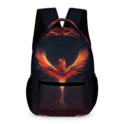 WCEECE Schulrucksack Jungen Teenager 3D-Farbdruck Personalisierter Phoenix Schulranzen Jungen Teenager Nylon Wasserdichter Großer Rucksack Jugend,Kinderrucksack von WCEECE