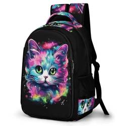 WCEECE Schulrucksack Jungen Teenager Bunte Katze Rucksack Schule Mädchen Schultasche Kinder Schulranzen 5-13 Klasse Ranzen 8-16 Jahre Geschenke Für Jugendliche School Bag for Kids von WCEECE