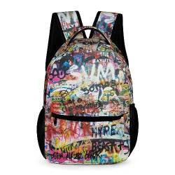 WCEECE Schulrucksack Jungen Teenager Personalisierter Graffiti Street Schulranzen Wasserdichter Großer Rucksack Jugend,Kinderrucksack von WCEECE