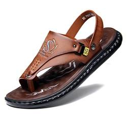 Ballenzeh Schienen Herren Sandalen,Stilvoll PU rutschfest Fußkorrektur Flip Flops,Sommer Kompfort Orthopädischer Korrektor Wohnung Hausschuhe,für Hallux Valgus/Fußgewölbe (Color : Brown, Size : 44 E von WCXTY