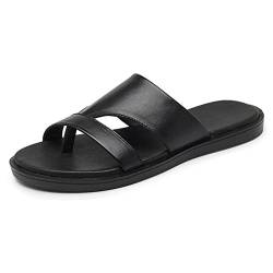 Fußkorrektur Hausschuhe Herren,Lässig PU Leicht Orthopädische Sandalen,Stilvoll Atmungsaktiv Strand Ballen Gehende Flip-Flops,bei Plantarfasziitis/Hallux Valgus (Color : Black, Size : 41 EU) von WCXTY