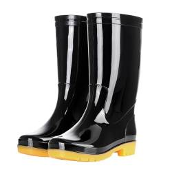 WCXTY Tall Fishing Boots for Outdoor,Comfortable Lightweight rain boots men waterproof,Slip Resistant Slip On knee high rain shoes,for Yard Farm (Color : Black B, Size : 41 EU) von WCXTY