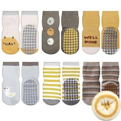 WD&CD Rutschfeste Socken für Baby, 6 Paar Anti Rutsch Baby Socken Size S, Winter Verdickte Baby socken Junge Mädchen für Baby 0-1 Jahre-C von WD&CD