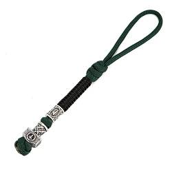 WDBAYXH Viking Paracord Lanyard Schlüsselanhänger mit Piraten Perle, Handgefertigte Runen Perle Aus Gewebtem Seil Schlüsselringe Anhänger, Nordisches Amulett-Accessoires-Schmuck,Green 1 von WDBAYXH