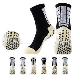 3 Paar rutschfeste Fußball Socken, rutschfeste Sport Socken, Gummi-Pads, rutschfeste Fußballsocken für Basketball, Fußball, Wandern, Laufen (Weiß, Schwarz) von WDEC