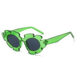 WDZAYXC Blütenförmig Sonnenbrille für Damen, Modische und schöne ，UV400-Schutz(Grün/Grau) von WDZAYXC