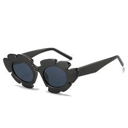 WDZAYXC Blütenförmig Sonnenbrille für Damen, Modische und schöne ，UV400-Schutz(Schwarz/Grau) von WDZAYXC