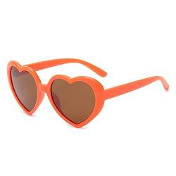 WDZAYXC Herz Polarisierte Retro Sonnenbrille für Damen und Herren, Gradient Gläser, süß und stylisch, UV400 Schutz(Orange/Tee) von WDZAYXC