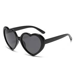 WDZAYXC Herz Polarisierte Retro Sonnenbrille für Damen und Herren, Gradient Gläser, süß und stylisch, UV400 Schutz(Schwarz/Grau) von WDZAYXC