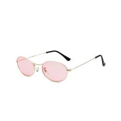 WDZAYXC Mode Oval Sonnenbrille für Herren und Damen Leichter Metallrahmen Brille(Gold/Rosa) von WDZAYXC