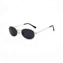 WDZAYXC Mode Oval Sonnenbrille für Herren und Damen Leichter Metallrahmen Brille(Gold/Schwarz) von WDZAYXC