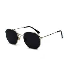 WDZAYXC Mode polygonale Sonnenbrille für Damen und Herren,Leicht Metallrahmen Brille，UV400 Schutz(Silber/Grau) von WDZAYXC