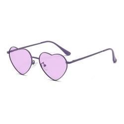 WDZAYXC Polarisierte Herz geformte Sonnenbrille für Damen Vintage Metallrahmen Nette Gläser für Party und Festival(Lila) von WDZAYXC