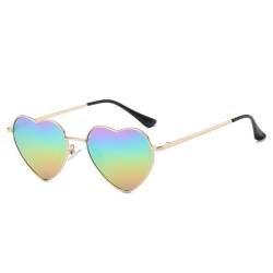 WDZAYXC Polarisierte Herz geformte Sonnenbrille für Damen Vintage Metallrahmen Nette Gläser für Party und Festival(Regenbogen) von WDZAYXC