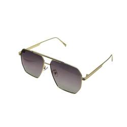 WDZAYXC Polarisierte Metallrahmen Polygon Sonnenbrille für Damen Herren, UV-Schutz(Gold/Lila) von WDZAYXC