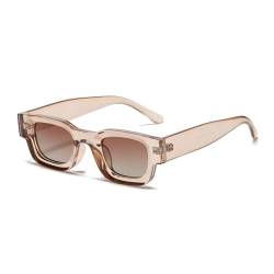 WDZAYXC Rechteckig Polarisiert Sonnenbrille Retro Quadratisch Rahmen Brillen für Damen Herren UV 400 Schutz(Champagner/Tee) von WDZAYXC