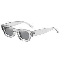 WDZAYXC Rechteckig Polarisiert Sonnenbrille Retro Quadratisch Rahmen Brillen für Damen Herren UV 400 Schutz(grau/grau) von WDZAYXC