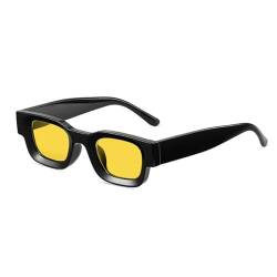 WDZAYXC Rechteckig Polarisiert Sonnenbrille Retro Quadratisch Rahmen Brillen für Damen Herren UV 400 Schutz(schwarz/gelb) von WDZAYXC