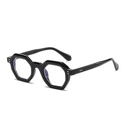 WDZAYXC Retro Chunky Hexagon Sonnenbrille für Damen und Herren Trendy Quadratische Brille(Schwarz/Blaulichtfilter) von WDZAYXC