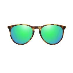 WDZAYXC Retro oval Polarisiert Sonnenbrillen für Damen Herren, UV400-Schutz(Leopard/Grün Reflexion) von WDZAYXC