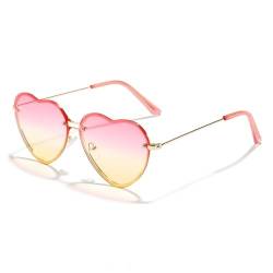 WDZAYXC Vintage Herz Sonnenbrille Mit Metallrahmen, Hippie Gläser, Love Heart Sonnenbrille, UV Schutz(Rosa gelb Verlauf) von WDZAYXC