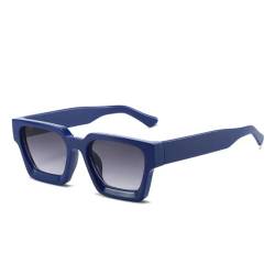 WDZAYXC Vintage Rechteckige Sonnenbrille für Damen Herren Chunky Rectangle Sunglasses Retro Brille UV400 Schutz(blau/grau) von WDZAYXC